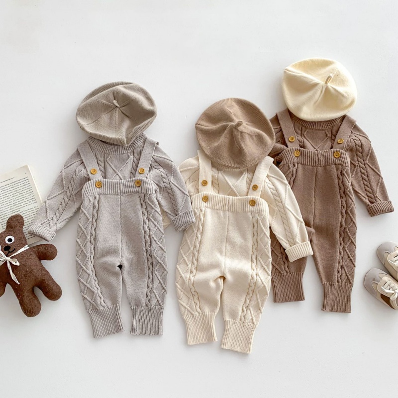 Baby Sweater Overalls Set