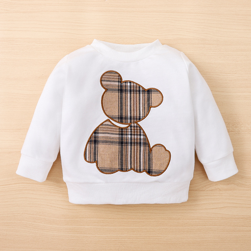 2-Piece Plaid Bear Baby Newborn Sweatshirt Set