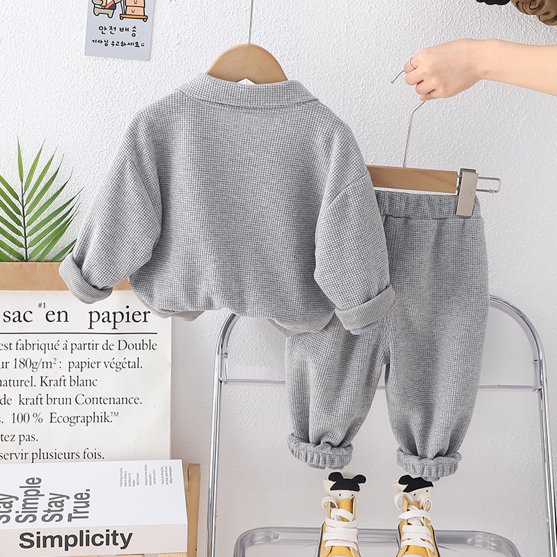 2-Piece Baby Toddler Waffle Sweatshirt Set