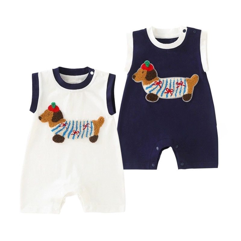Baby Dog Print Sleeveless Romper 
