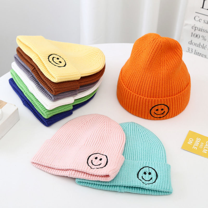 Baby Solid Color Smiley Knit Hat