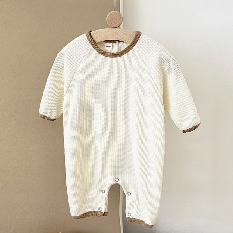Baby Newborn Waffle Colorblock Romper
