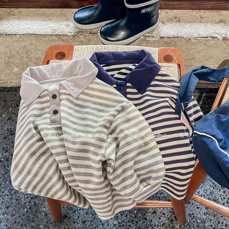 Toddler Polo Striped Casual Soft T-shirt