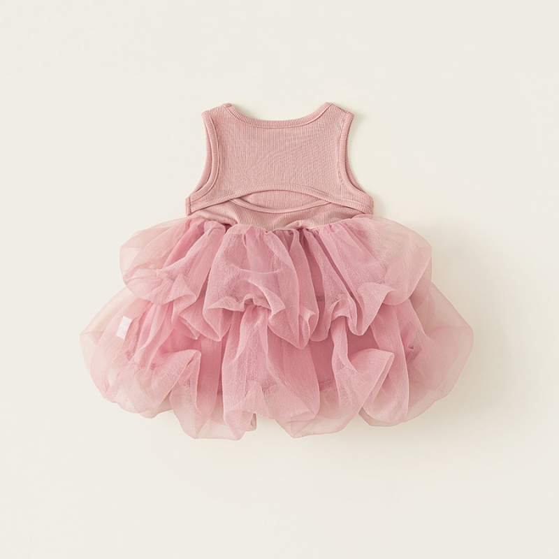 Baby Toddler Girls Sleeveless Patchwork Mesh Dress