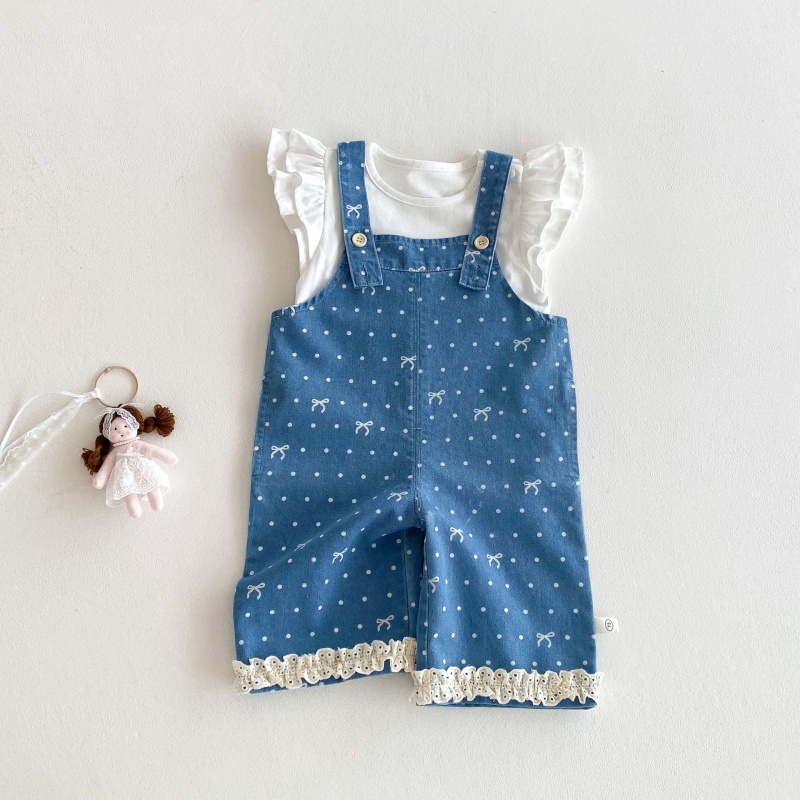 Baby Toddler Girls Printed Denim Overalls