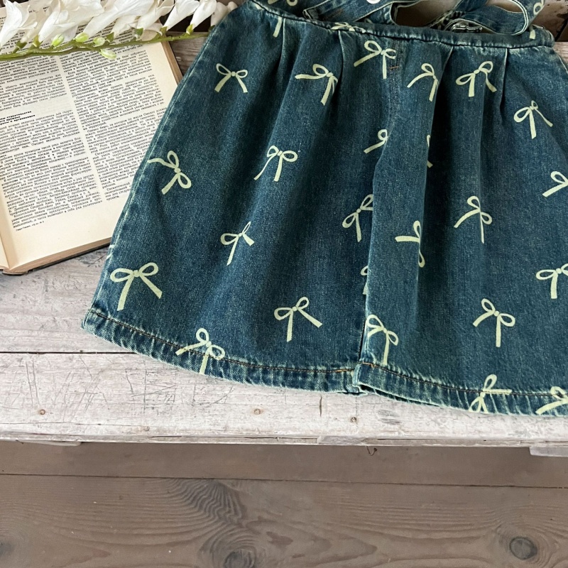 Baby Girl Printed Denim Overalls