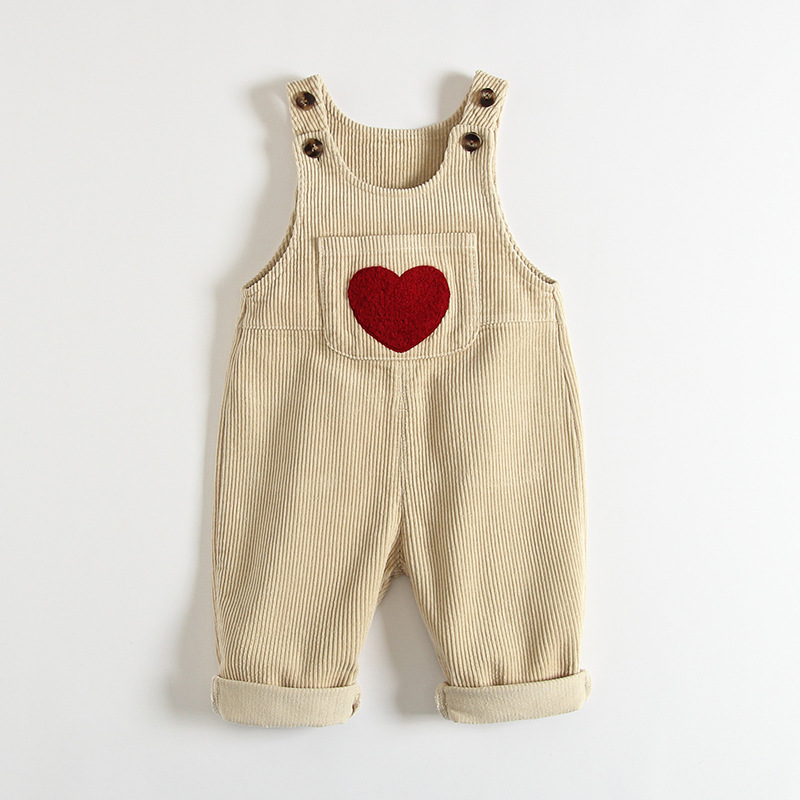 Baby Toddler Heart Corduroy Overalls
