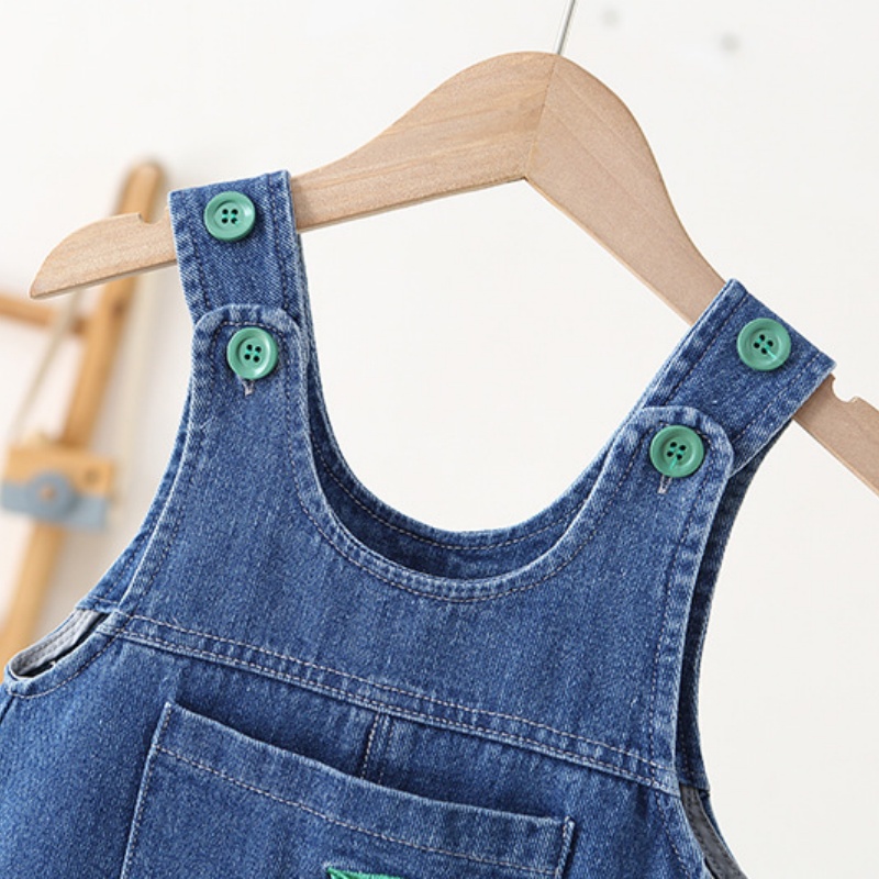 Baby Toddler Flower Print Ruffle Denim Overalls
