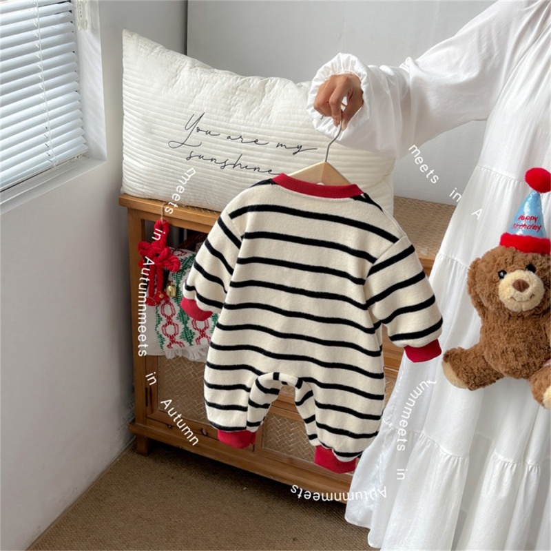 Baby Girl Striped Knitted Sweater Romper