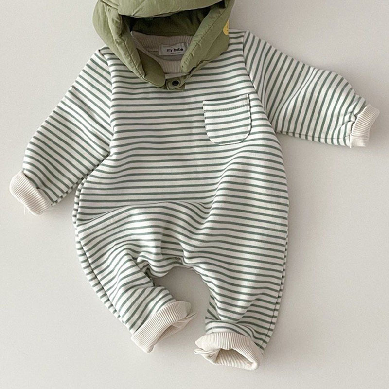 Baby Round Neck Striped Romper