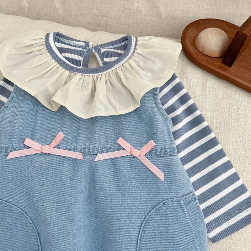 Baby Bow Denim Vest Dress