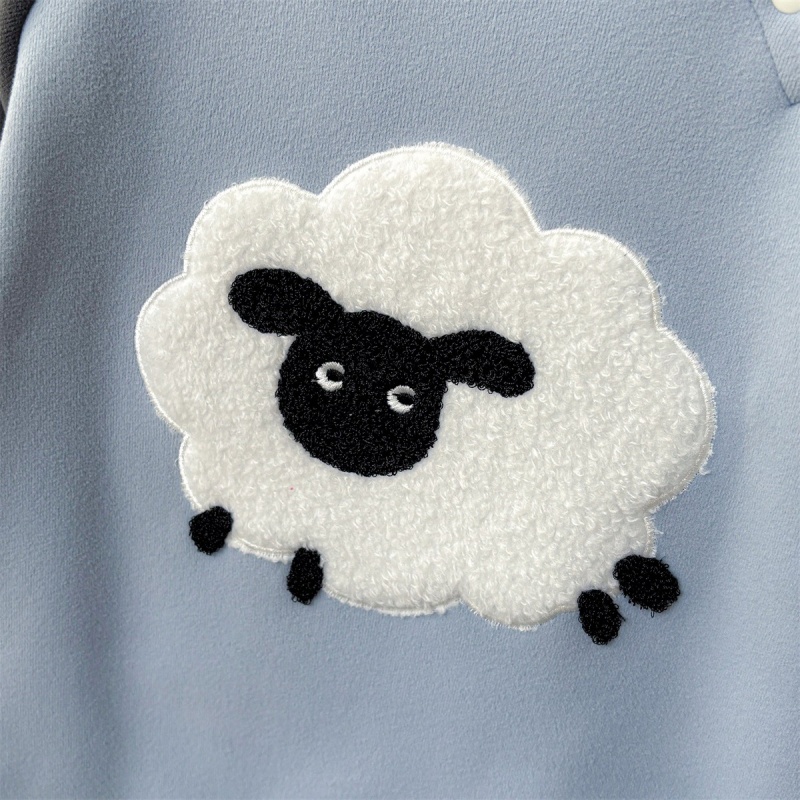 Baby Cartoon Sheep Color Block Plush Romper