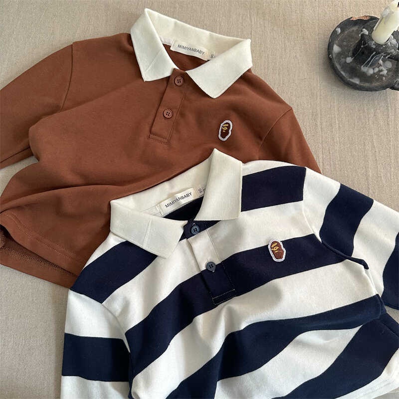 Kids' Striped Polo-Neck T-Shirt