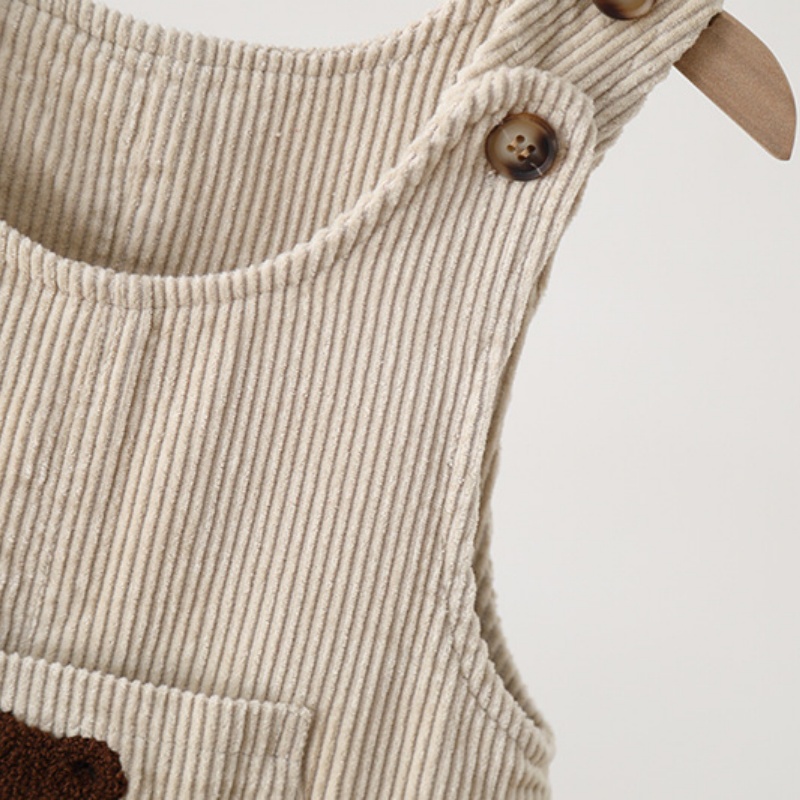 Baby Toddler Fleece-Lined Corduroy Bear-Print Overalls
