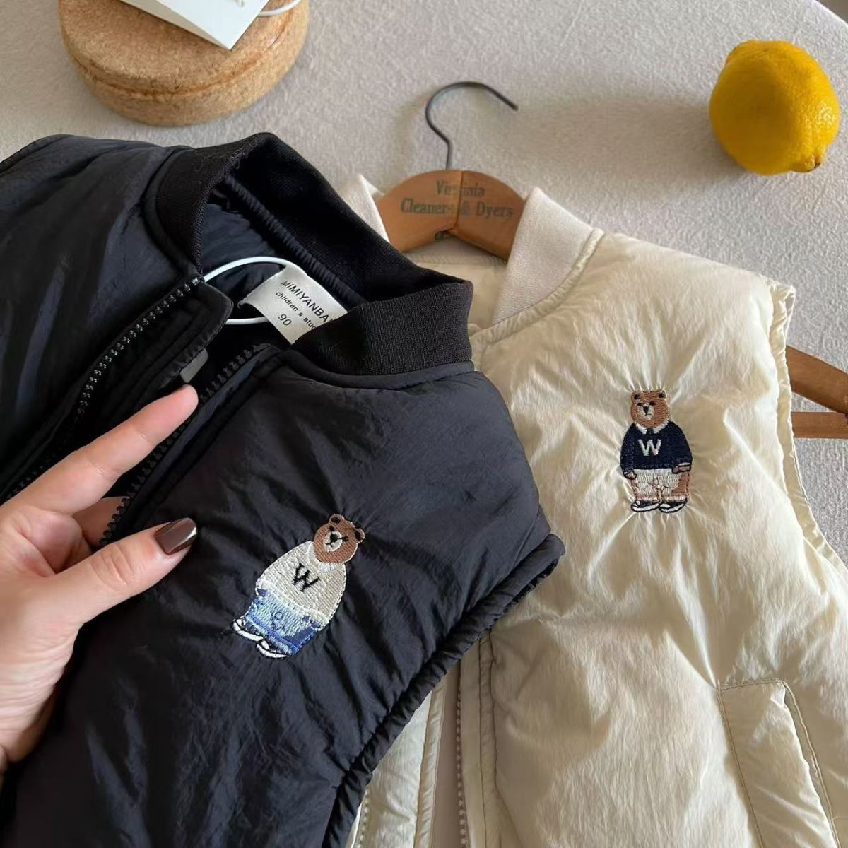 Baby Kids Bear Embroidered Quilted Vest