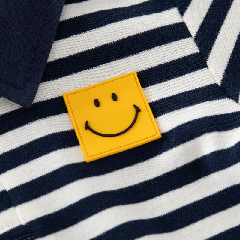 Baby Kids' Boy Smiley Face Striped Polo Shirt