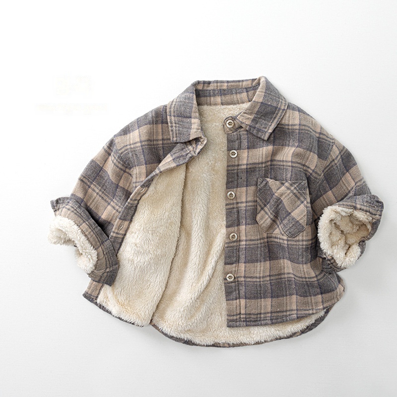 Baby Kids' Boy Plaid Print Fleece Shirt