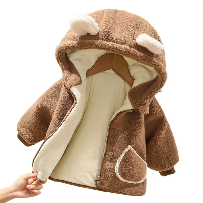 Baby Toddler Thicken Lambwool Hooded Jacket