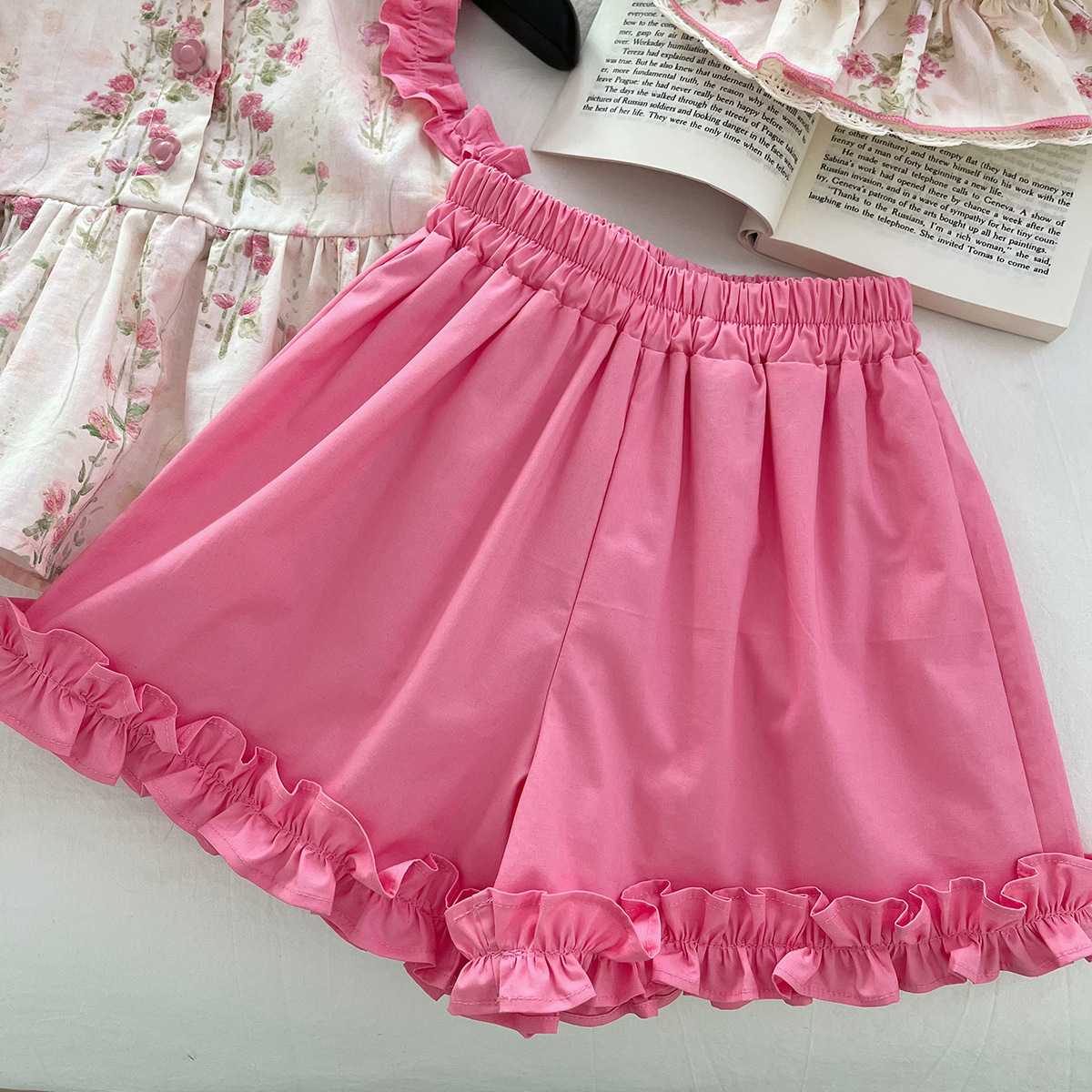 Toddler & Kids Flowers Frilled Edge  2-Piece Set