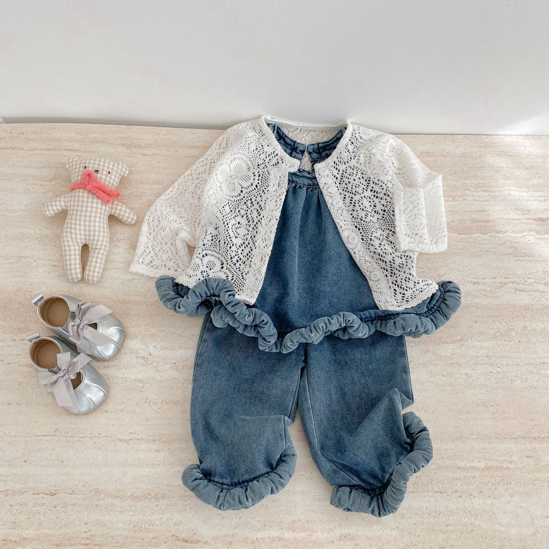 Baby & Kids Woven Denim Halter Top and Pants Sets