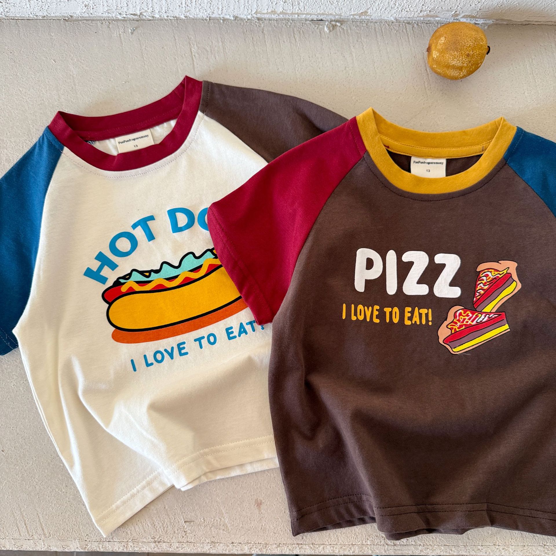 Kid Hotdog Pizza Pattern T-Shirt
