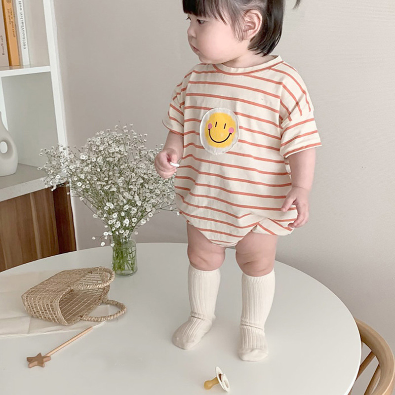 Baby Smiley-Face Striped Romper