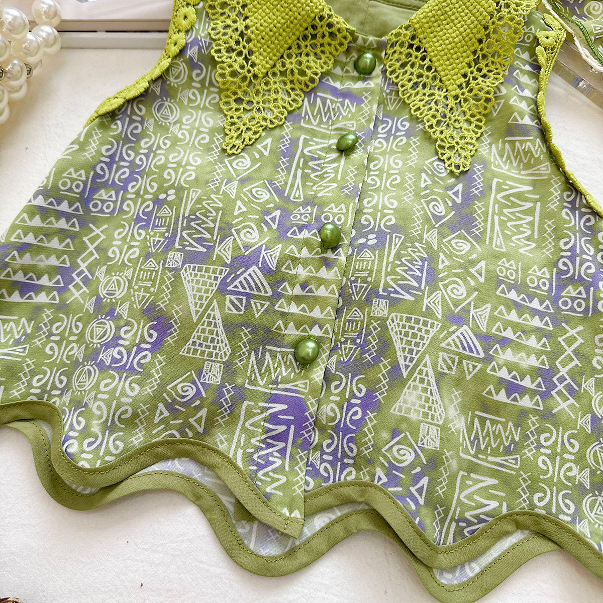 Baby& Kid Forest Lace Collar Top & Pant Sets