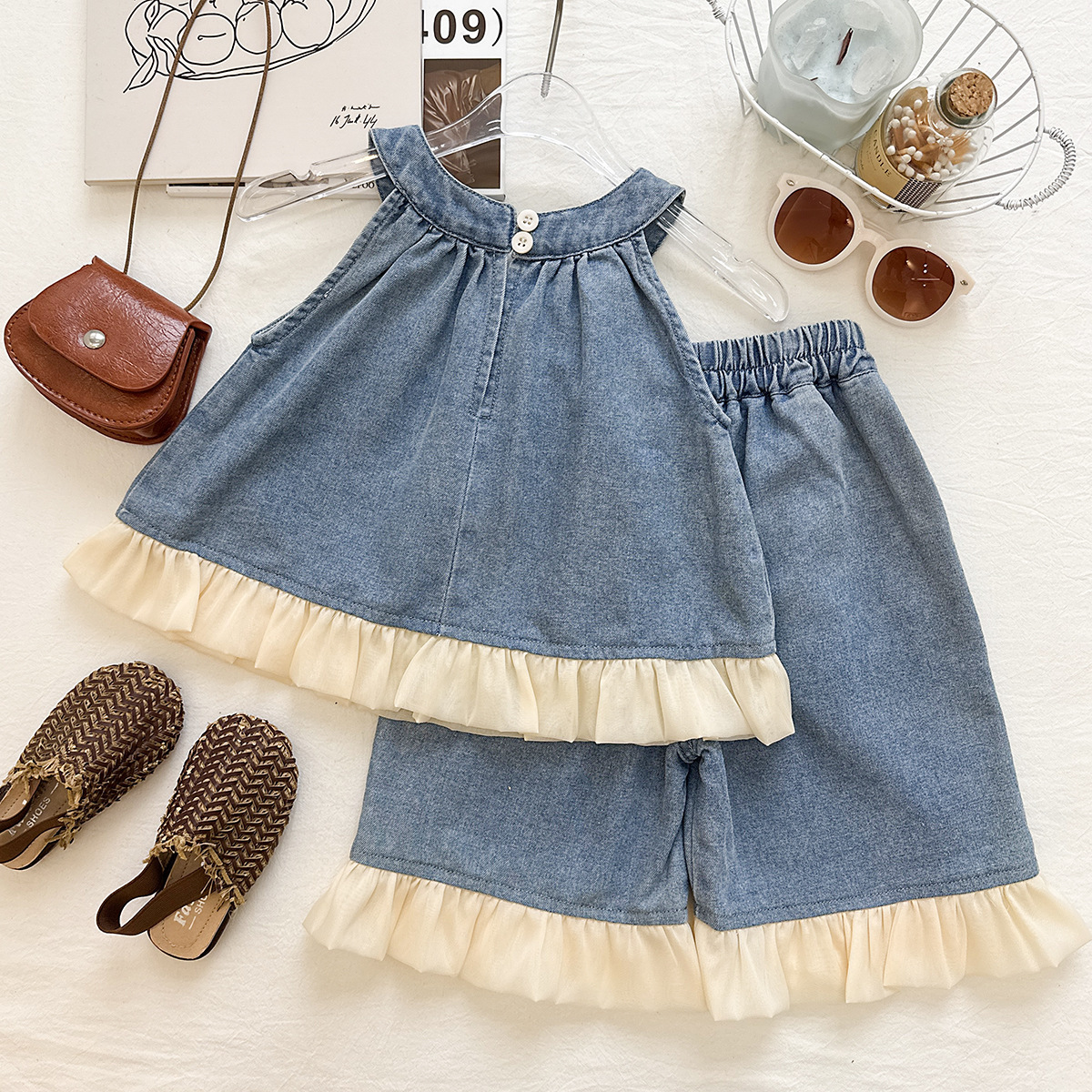 Baby& Kid Denim Halter Top and Pants Set