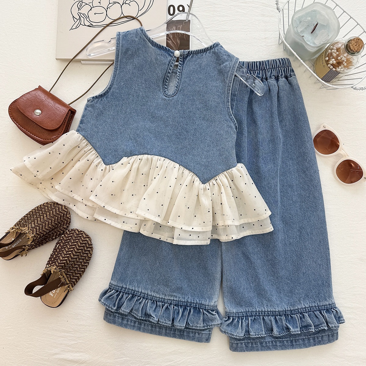 Baby& Kid Denim Vest Top and Pants Set