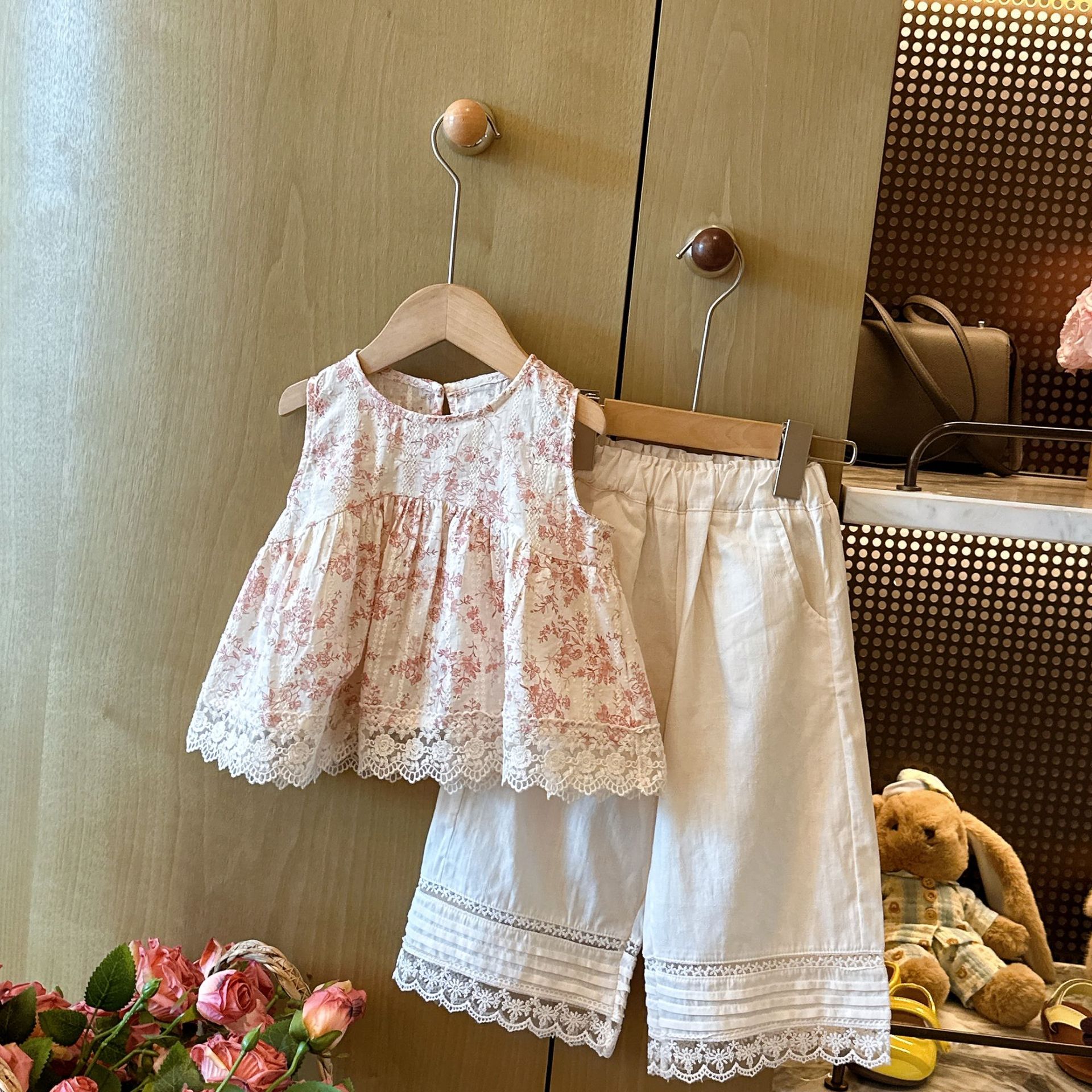 Baby& Kid Floral Lace Top and Pants Set