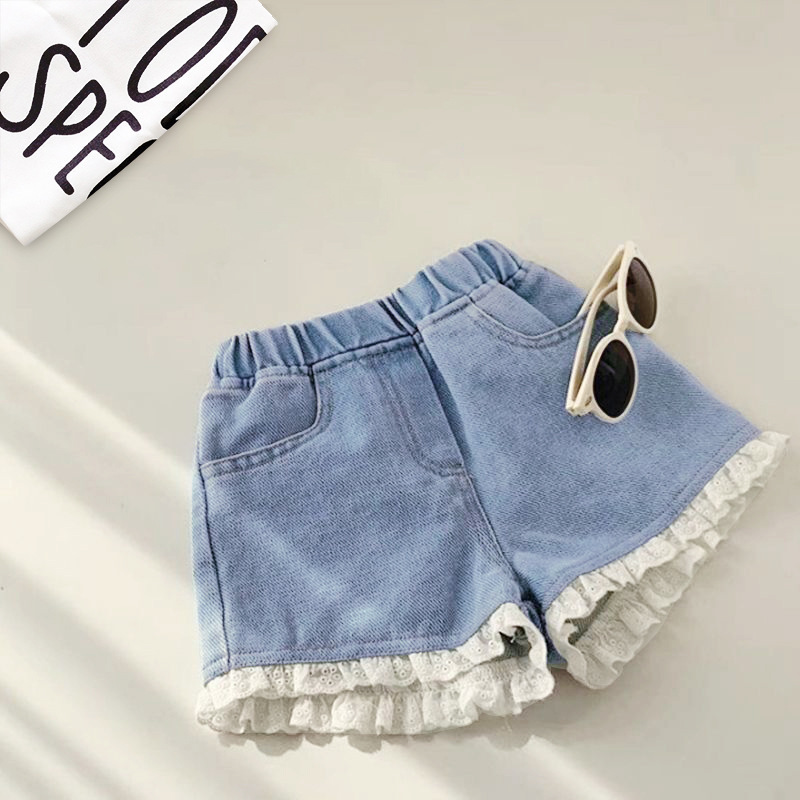Baby& Kid Lace-trimmed Denim Shorts