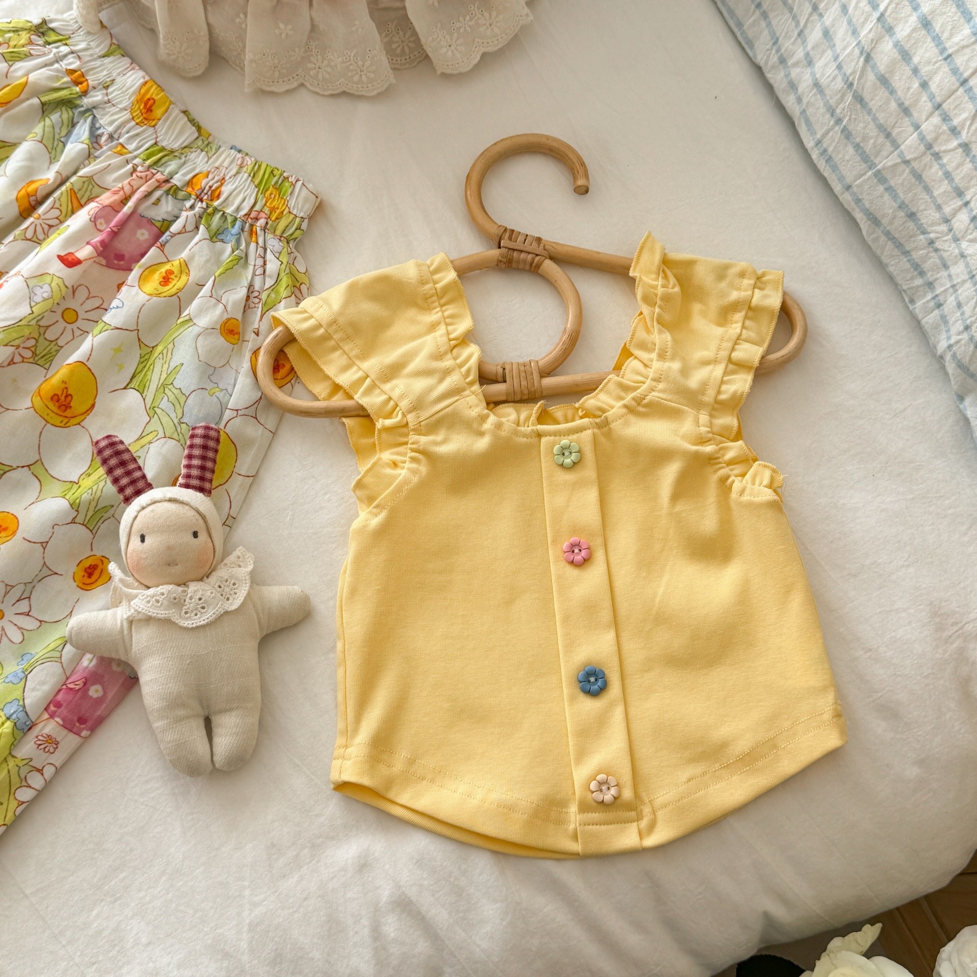 Baby& Kid Ruffles Floral Top and Pants Set