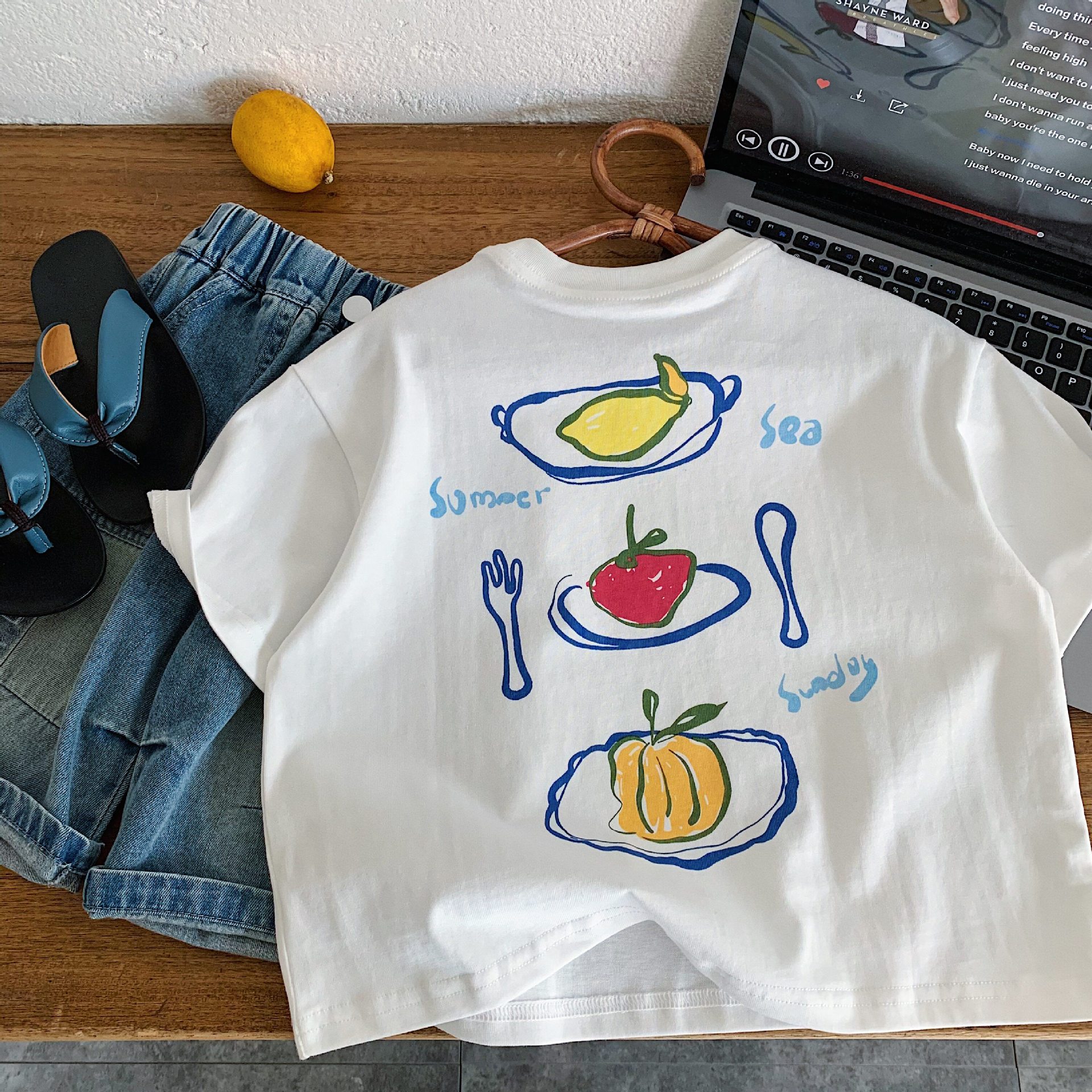 Kids Fruit Meal Print Short T-shirt