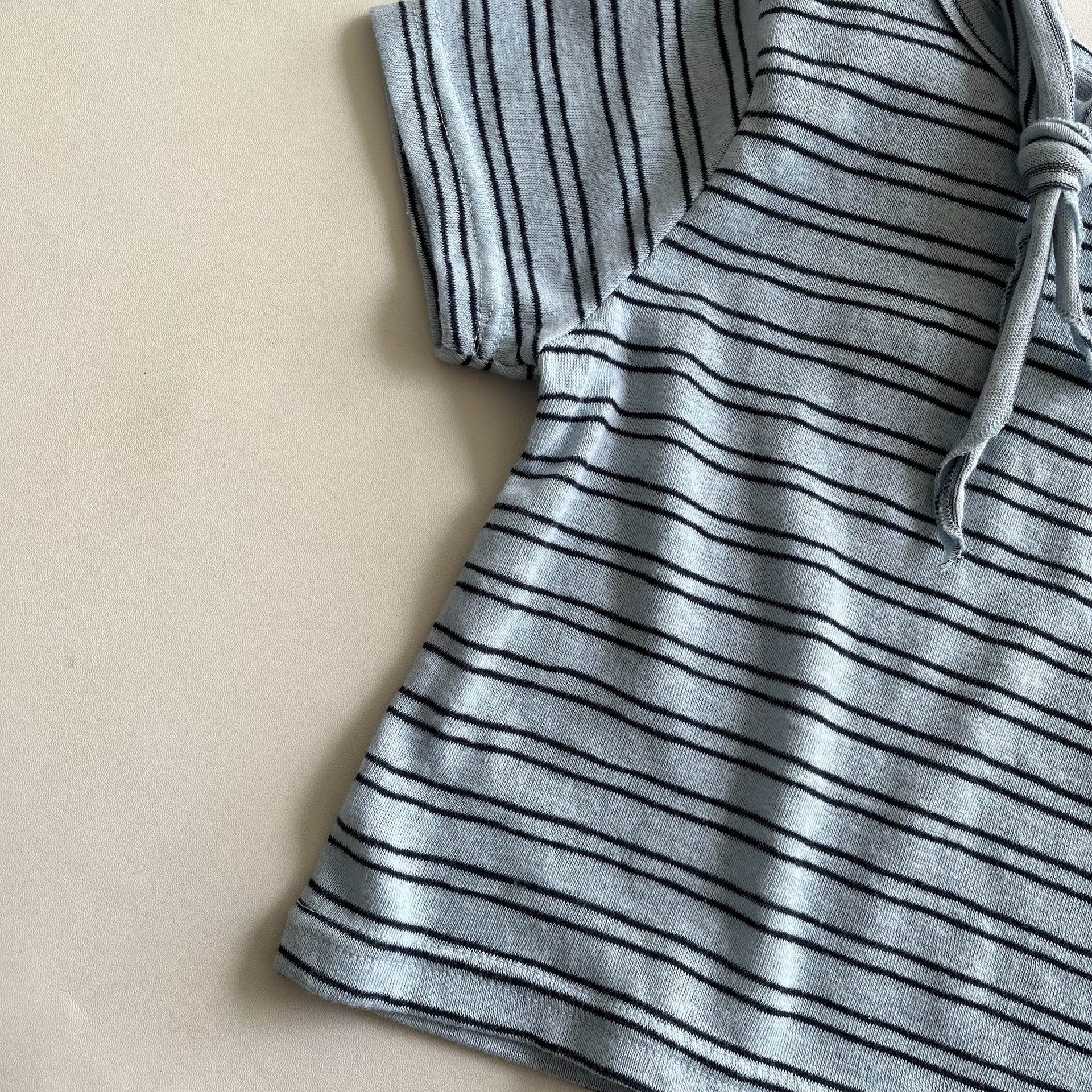 Kids Striped Short-Sleeve Scarf Top