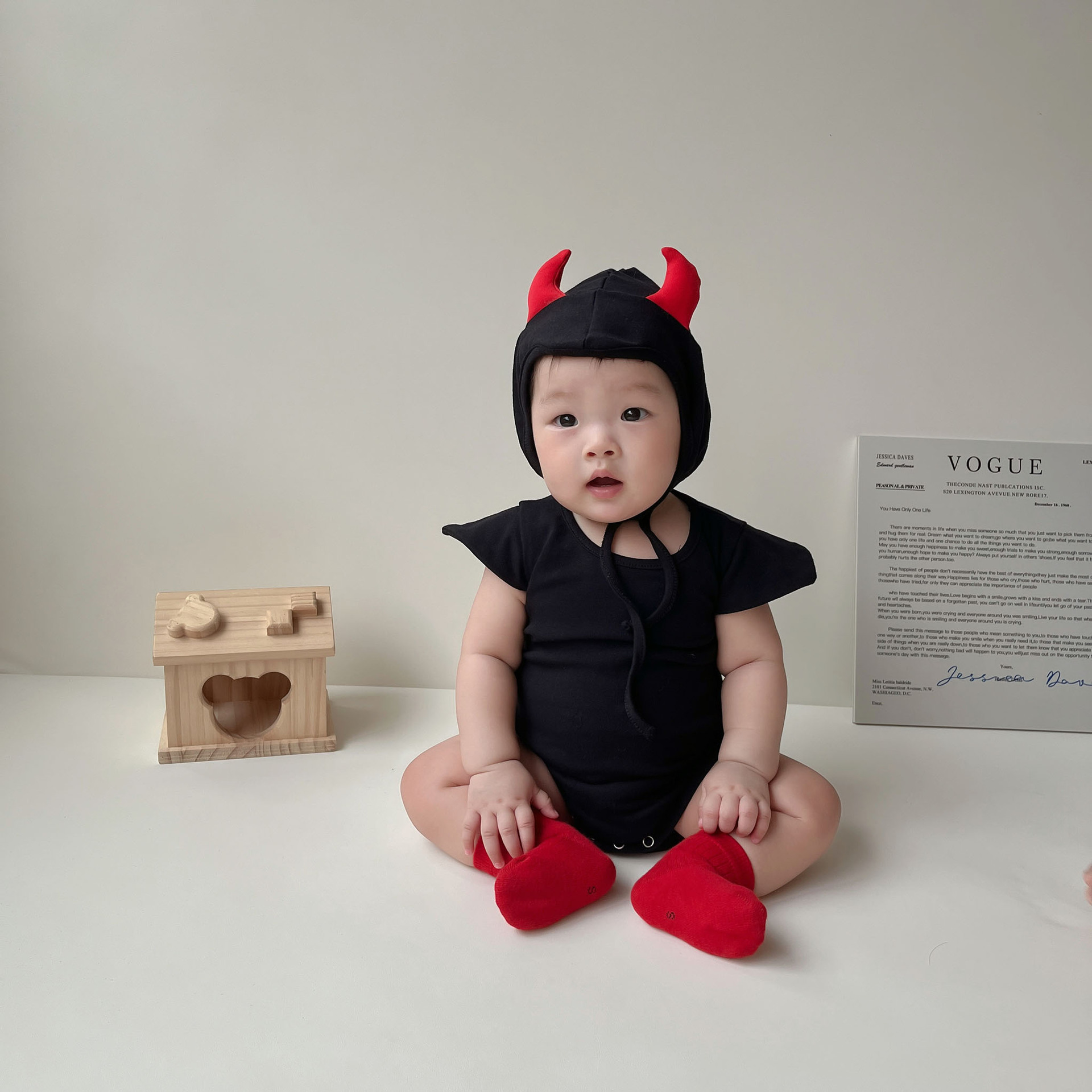 Baby Halloween Little Devil Onesie and Hat Set