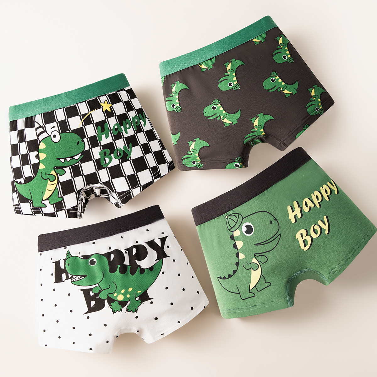 Kids Happy Dinosaur Boxer Briefs