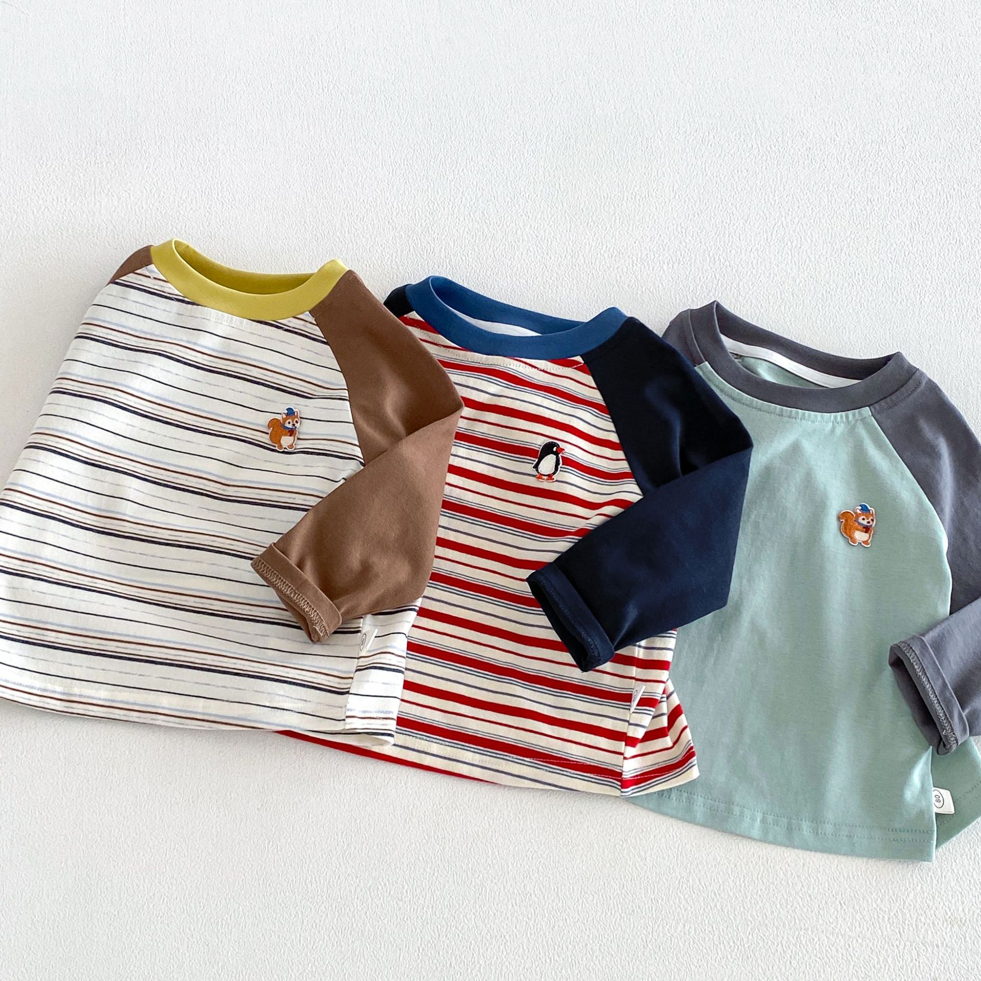 Kids Contrasting Colors Stripe Animal T-shirt