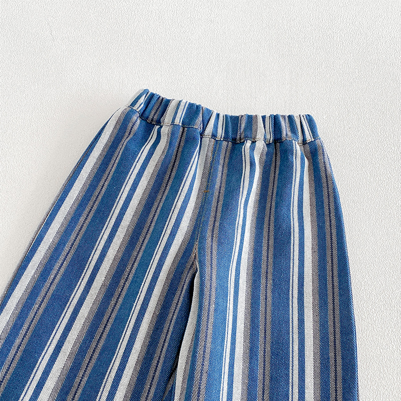 Kids Striped Letters Denim Pants