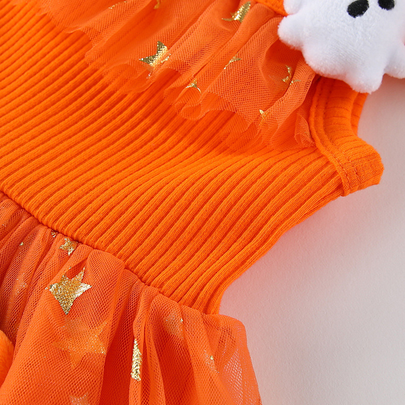 Kids Pumpkin Ghost Mesh Dress