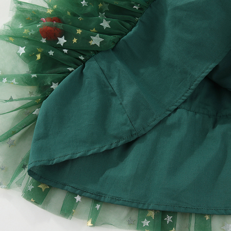 Kids Christmas Tulle Flowers Star Dress