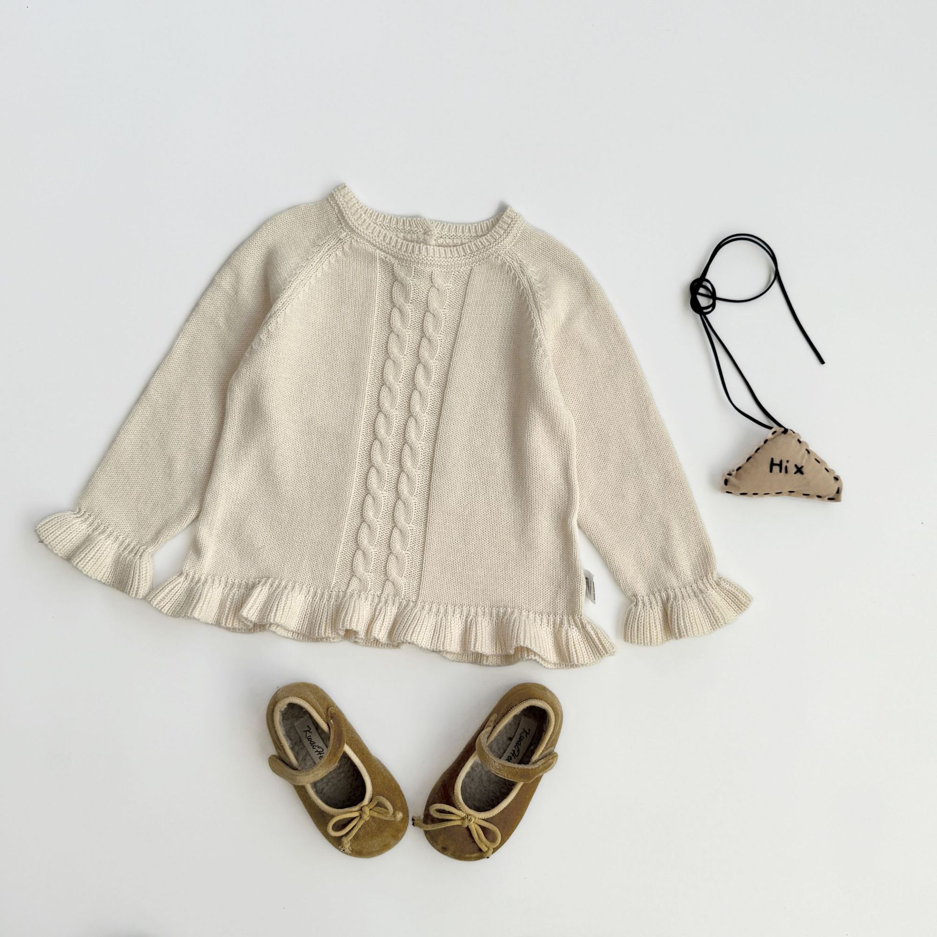 Baby Toddler Solid Color Ruffle Sweater
