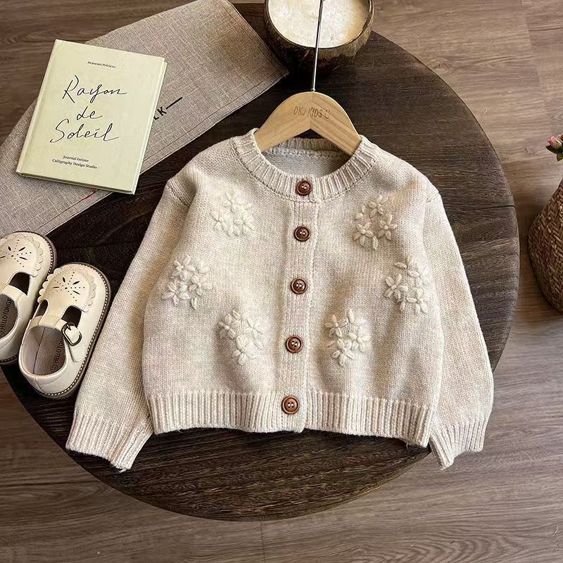 Kids Flower Lace Sweater 3-Piece Set