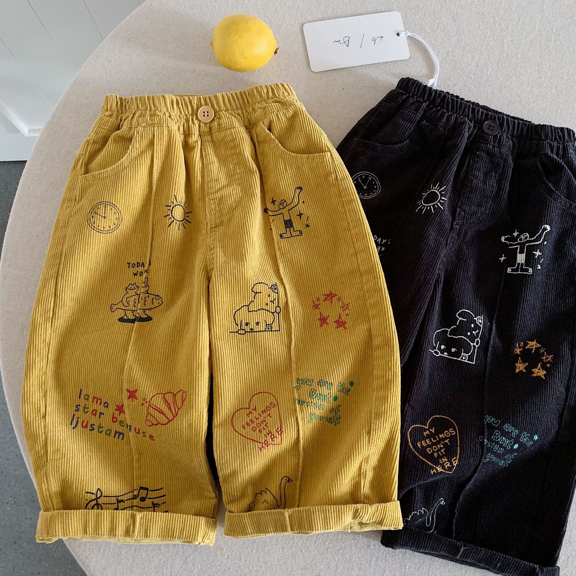 Kids Cartoon Patterns Corduroy Pants