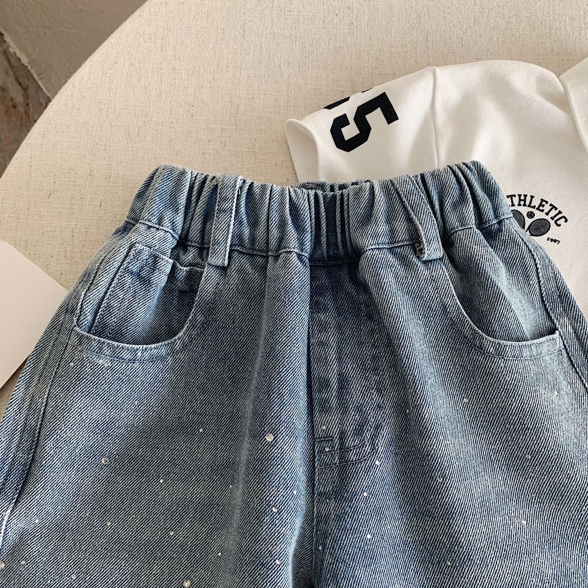 Kids Polka Dots Denim Pants