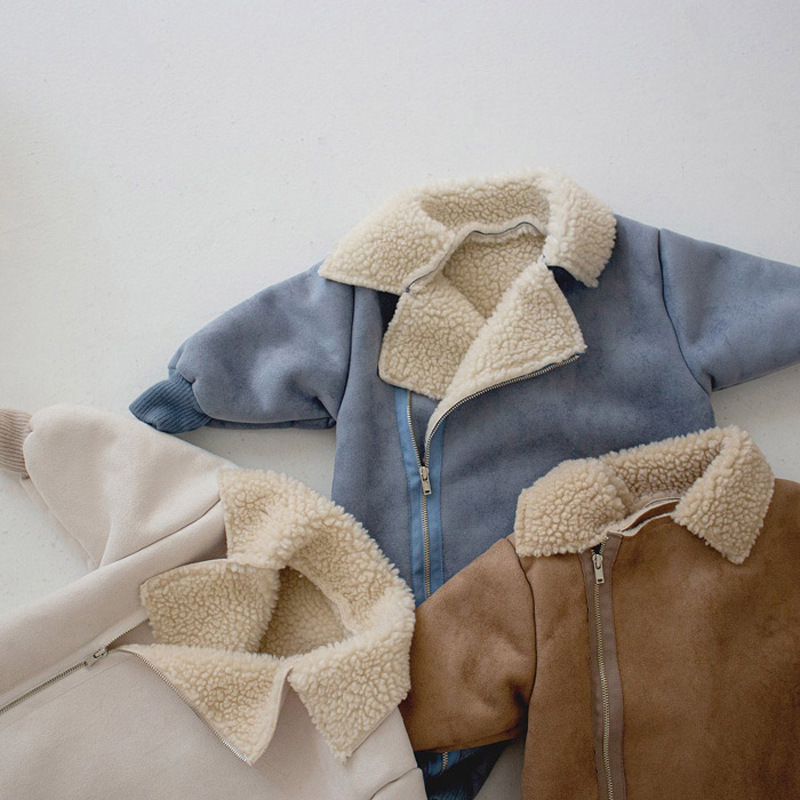 Baby Solid Color Lambswool Warm Romper