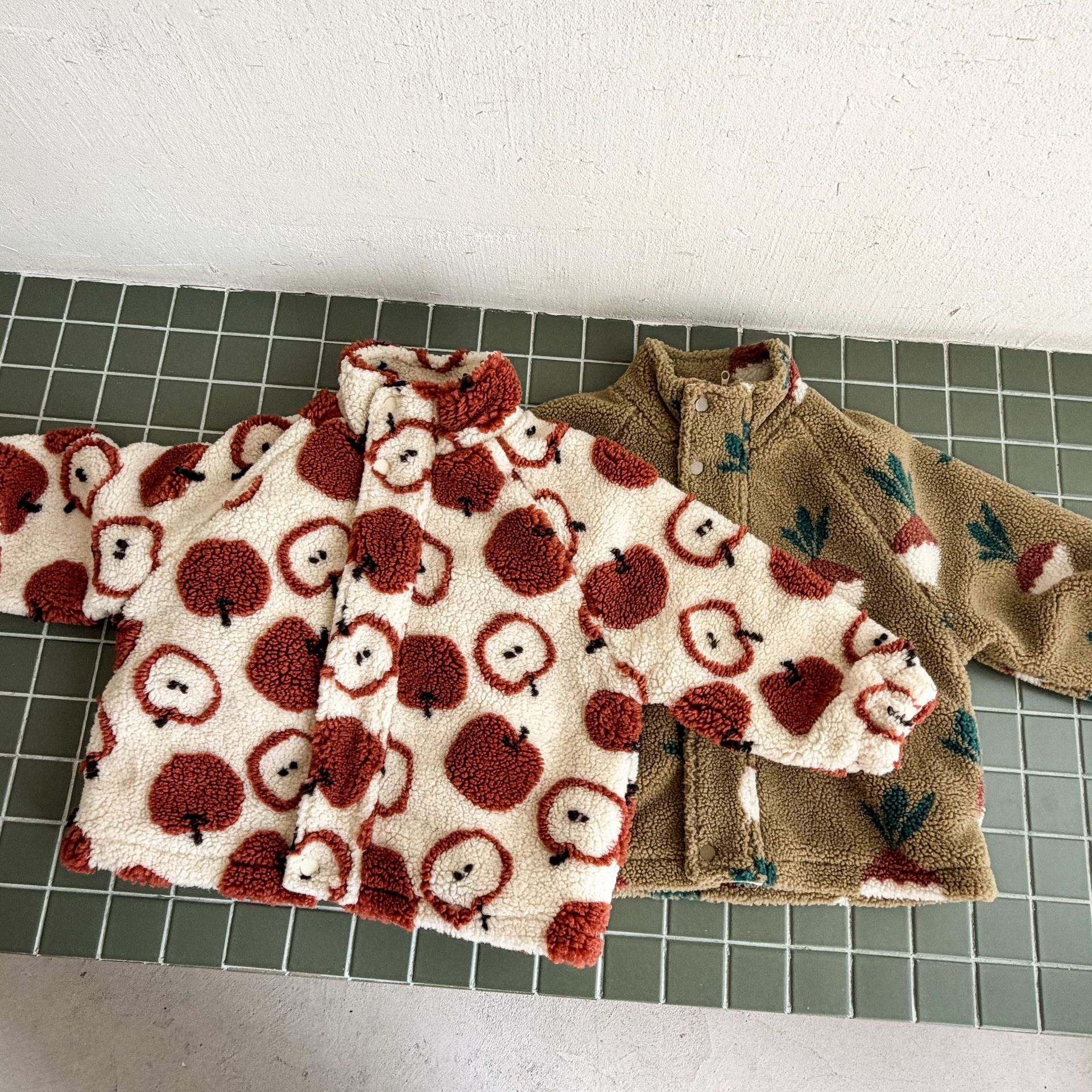 Kids Fruit Food Print Lambswool Outerwear