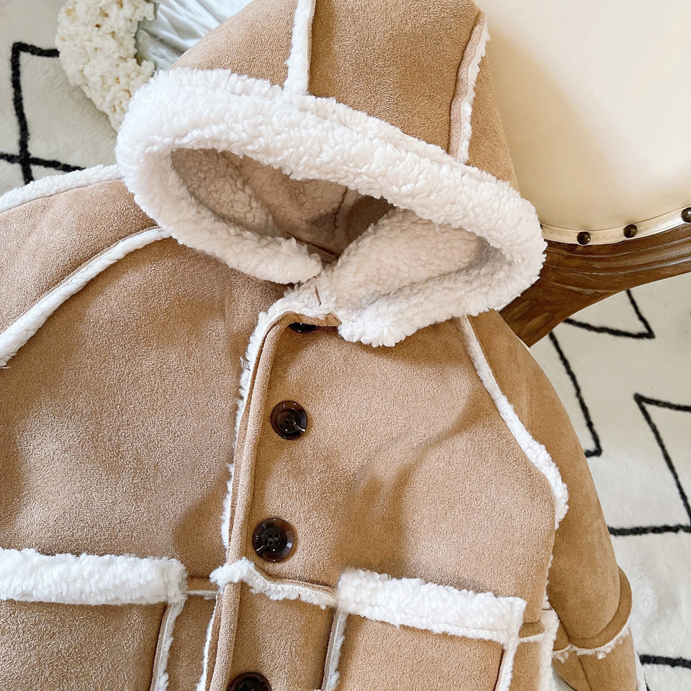 Kids Retro Fleece Lined Lambswool Hooded Outerwear