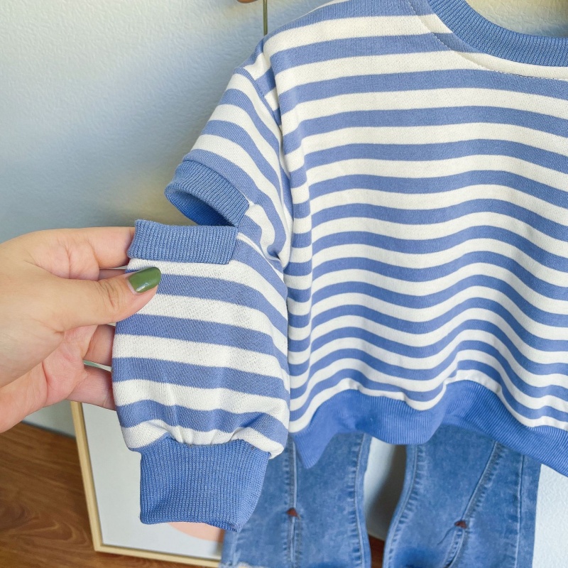 Baby Toddler Girls Striped Sweatshirt & Jeans 2-Piece Set
