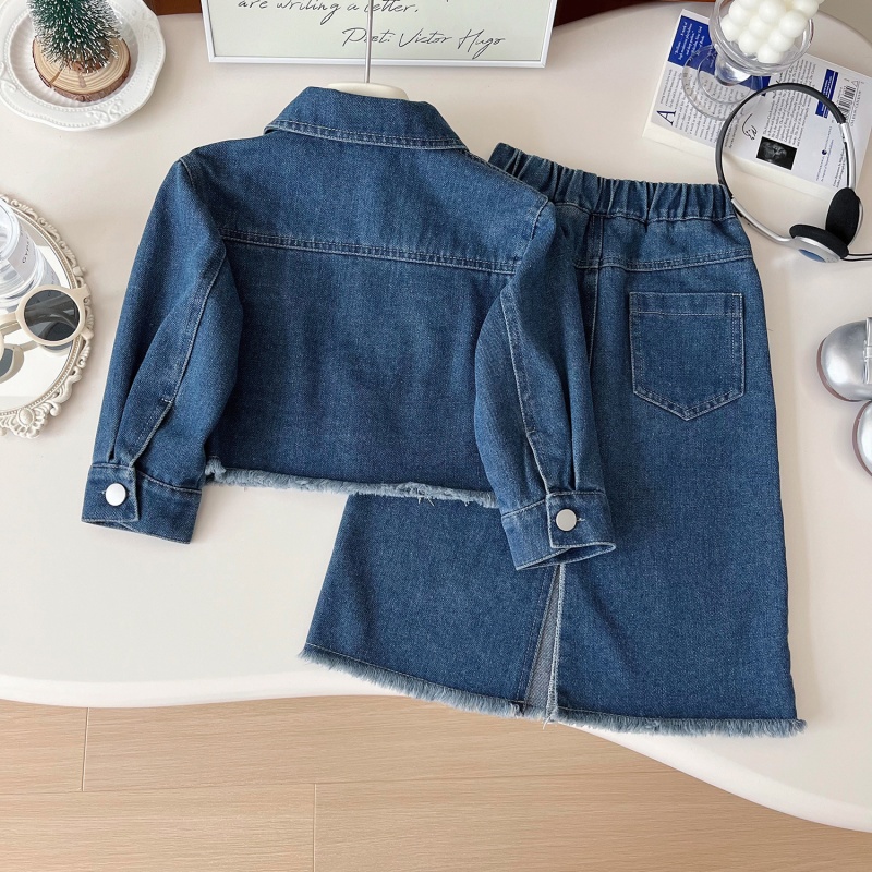Baby Toddler Girl Denim Skirt 2-Piece Set