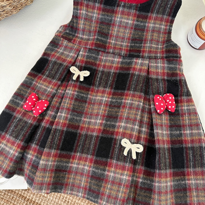 Baby Toddler Girls Warm Plaid Tank Dress